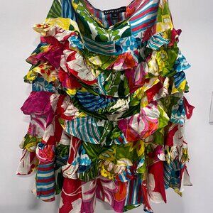 RALPH LAUREN SILK RUFFLED SKIRT CIRCA 2009